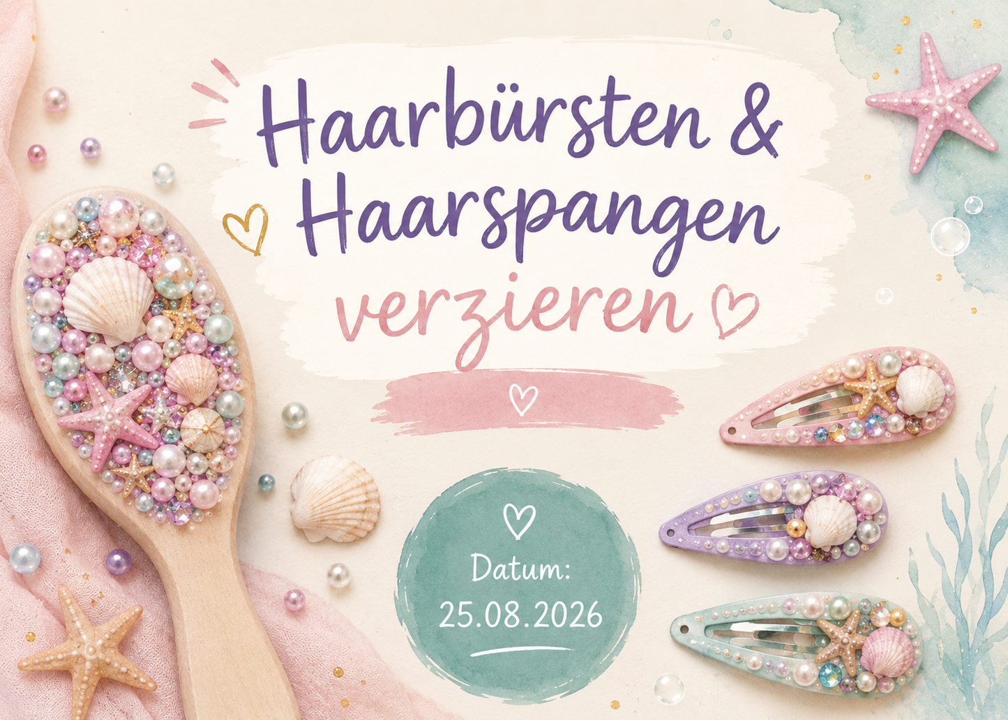 Haarbürsten & Haarspangen verzieren (6–9 Jahre)