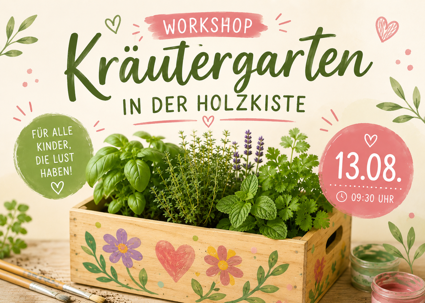 Kräutergarten in der Holzkiste